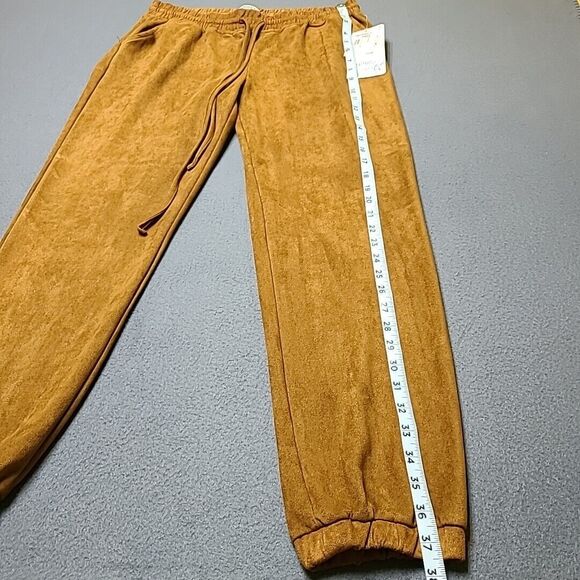 Harmony + Havoc Womens Joggers Large Brown Velvette Soft Stretch - Picture 2 of 12